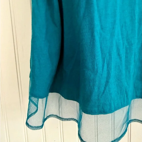Lane Bryant Tank Top size 14 Teal V-Neck Cotton and Modal - Picture 2 of 5